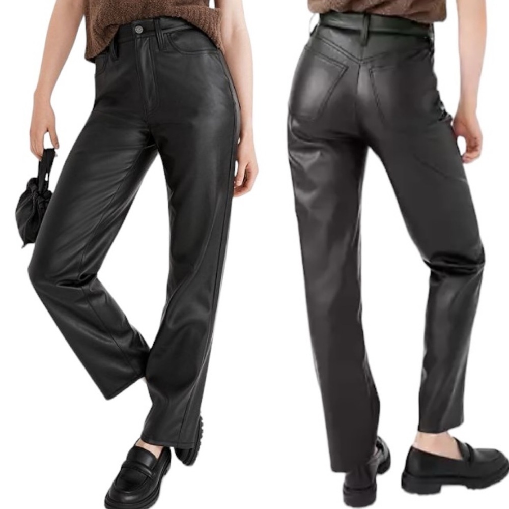 Madewell Straight Faux Leather Jeans! Retail $138